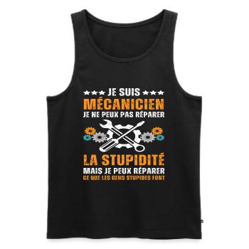 Je suis mécanicien humour mécanique cadeau mécano - Débardeur bio Premium Homme - noir - Devant - AI Model Male 178 light (178cm)