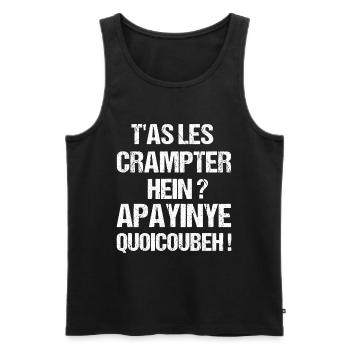 T as les crampter apayinye quoicoubeh humour - Débardeur bio Premium Homme - noir - Devant - AI Model Male 178 light (178cm)