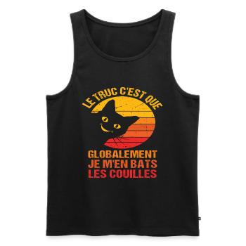 Globalement je m' en bats les couilles humour - Débardeur bio Premium Homme - noir - Devant - Michal (187cm)