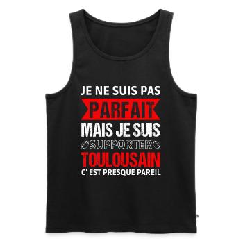 Supporter toulousain cadeau rugby Toulouse - Débardeur bio Premium Homme - noir - Devant - AI Model Male 178 light (178cm)