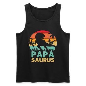 Papasaurus T Rex Dinosaure Papa Saurus Humour Père - Débardeur bio Premium Homme - noir - Devant - Michal (187cm)