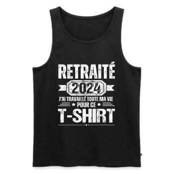 Retraité 2024 humour retraite cadeau pour retraité - Débardeur bio Premium Homme - noir - Devant - Michal (187cm)