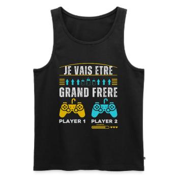 Futur Grand Frère Annonce Naissance Geek Gamer - Débardeur bio Premium Homme - noir - Devant - AI Model Male 178 light (178cm)