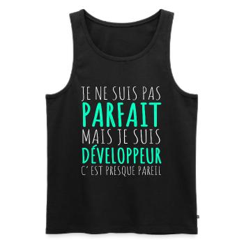 Humour Geek Cadeau Développeur Codeur Programmeur - Débardeur bio Premium Homme - noir - Devant - Michal (187cm)