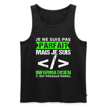 Humour Geek Cadeau Informaticien Programmeur - Débardeur bio Premium Homme - noir - Devant - Michal (187cm)