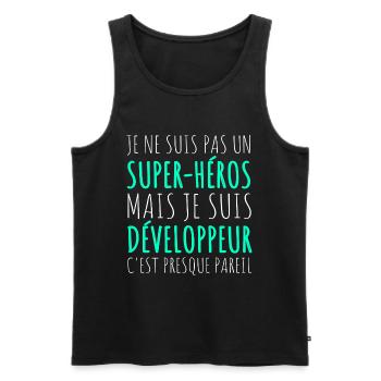 Humour Geek Cadeau Développeur Codeur Programmeur - Débardeur bio Premium Homme - noir - Devant - Michal (187cm)