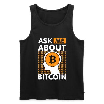Ask me about Bitcoin - Männer Premium Bio Tank Top - Schwarz - Vorne - Michal (187cm)
