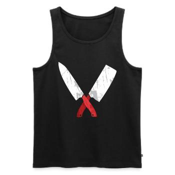 Couteau de chef croisé - Débardeur bio Premium Homme - noir - Devant - Michal (187cm)