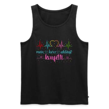 Fasching Herzschlag EKG Mein Herz schlägt Konfetti - Männer Premium Bio Tank Top - Schwarz - Vorne - Michal (187cm)