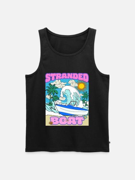 Retro Strand Sommer Sonne Meer - Stranded Boat DDR - Männer Premium Bio Tank Top - Schwarz