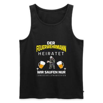 Bachelor Party Firefighter - Marries Fire Brigade Beer Saying - Men's Premium Organic Tank Top - black - Front - Michal (187cm)