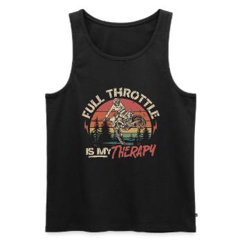 Full Throttle est ma thérapie - Motocross Saying - Débardeur bio Premium Homme - noir - Devant - AI Model Male 178 light (178cm)