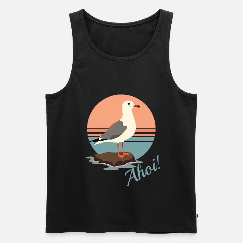 Möwe Ahoi - Männer Premium Bio Tank Top - Schwarz