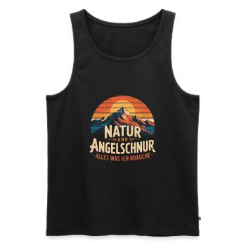 Angeln Fischen in der Natur lustiger Spruch - Männer Premium Bio Tank Top - Schwarz - Vorne - Michal (187cm)