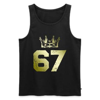67 Zahl Krone - Männer Premium Bio Tank Top - Schwarz - Vorne - Michal (187cm)