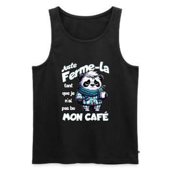 Juste ferme-la tant que je n'ai pas bu mon café - Débardeur bio Premium Homme - noir - Devant - AI Model Male 178 light (178cm)
