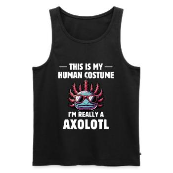 C’est mon costume humain, je suis vraiment un axolotl - Débardeur bio Premium Homme - noir - Devant - Michal (187cm)