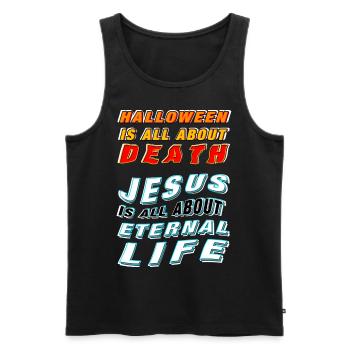 Jesus is about Life - Men's Premium Organic Tank Top - black - Front - Michal (187cm)