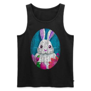 Osterhase retro used-look cool - Männer Premium Bio Tank Top - Schwarz - Vorne - AI Model Male 178 light (178cm)