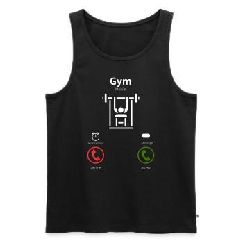 Le gymnase m’appelle - Débardeur bio Premium Homme - noir - Devant - Michal (187cm)