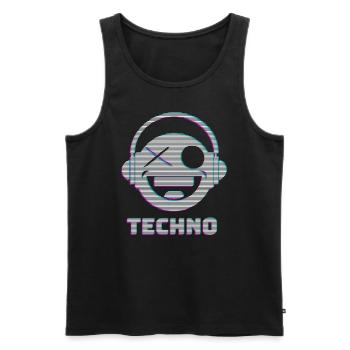 Techno - Männer Premium Bio Tank Top - Schwarz - Vorne - AI Model Male 178 light (178cm)
