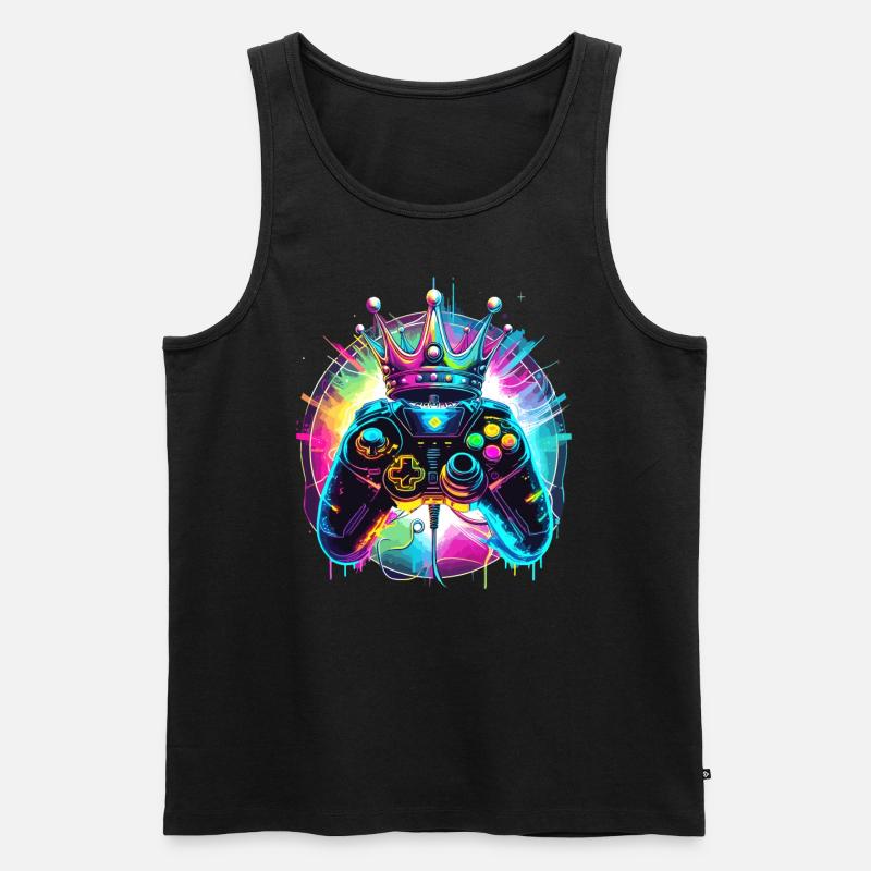 Gaming controller with crown - Men's Premium Organic Tank Top - black