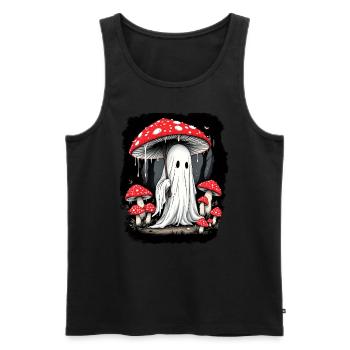Cottagecore Aesthetic Ghost Mushroom - Men's Premium Organic Tank Top - black - Front - AI Model Male 178 light (178cm)