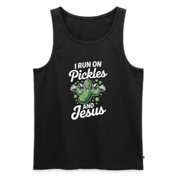 Cucumber Jesus Faith Christian - Men's Premium Organic Tank Top - black - Front - AI Model Male 178 light (178cm)