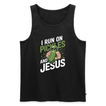 Cucumber Jesus Faith Christian - Men's Premium Organic Tank Top - black - Front - AI Model Male 178 light (178cm)