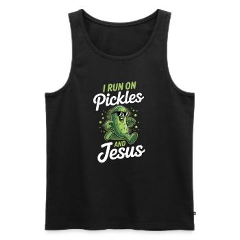 Cucumber Jesus Faith Christian - Men's Premium Organic Tank Top - black - Front - AI Model Male 178 light (178cm)