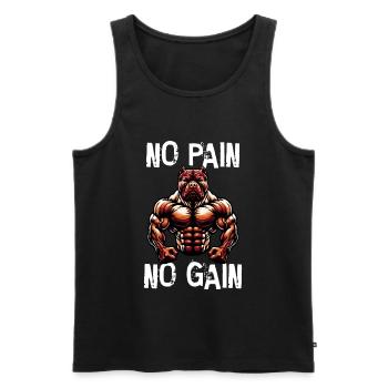 No Pain No Gain Pitbull - Männer Premium Bio Tank Top - Schwarz - Vorne - Michal (187cm)