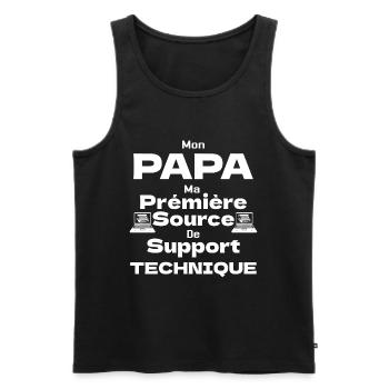 Mon Papa ma Prémière Source de Support Technique - Débardeur bio Premium Homme - noir - Devant - Michal (187cm)