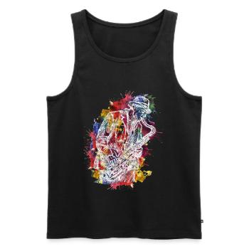 Abstrakt Saxophon - Männer Premium Bio Tank Top - Schwarz - Vorne - Michal (187cm)
