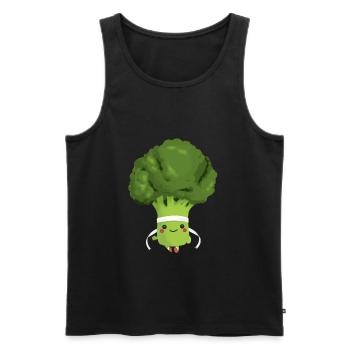 Brokkoli beim Joggen / Laufen - Männer Premium Bio Tank Top - Schwarz - Vorne - Michal (187cm)
