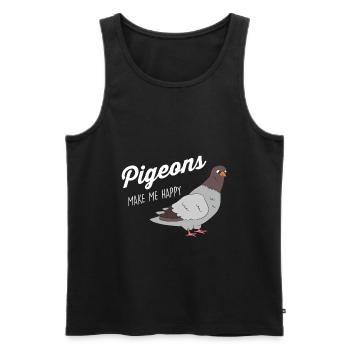 Pigeon - Les pigeons me rendent heureux - Débardeur bio Premium Homme - noir - Devant - AI Model Male 178 light (178cm)