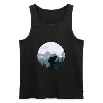 Hiking, mountaineering, hiker silhouette - Men's Premium Organic Tank Top - black - Front - Michal (187cm)