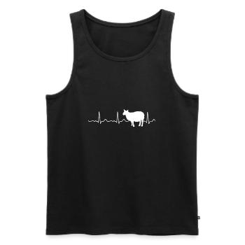 Mouton - ligne de coeur - fréquence cardiaque - battement de coeur - Débardeur bio Premium Homme - noir - Devant - Michal (187cm)