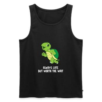 Turtle - Always late but worth the wait - Men's Premium Organic Tank Top - black - Front - AI Model Male 178 light (178cm)