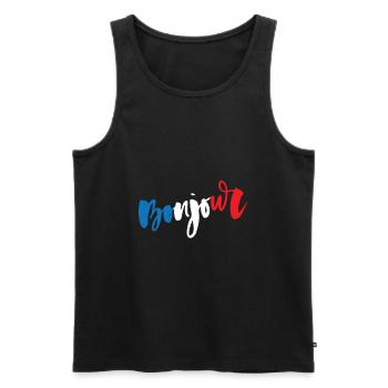 France - Flag - Bonjour - Men's Premium Organic Tank Top - black - Front - Michal (187cm)