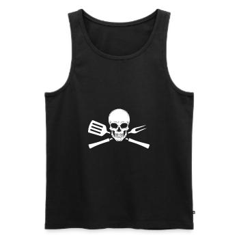 Barbecue - crâne avec des couverts grill - Débardeur bio Premium Homme - noir - Devant - Michal (187cm)
