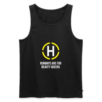 Helicopter - Runways are for beauty Queens - Männer Premium Bio Tank Top - Schwarz - Vorne - Michal (187cm)