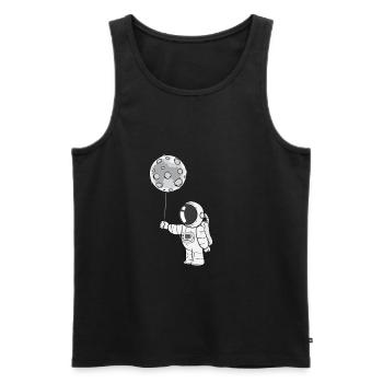 Astronaute avec un ballon de lune - Débardeur bio Premium Homme - noir - Devant - Michal (187cm)