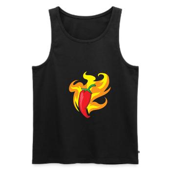 Spicy - Rote Chilischote in Flammen - Männer Premium Bio Tank Top - Schwarz - Vorne - AI Model Male 178 light (178cm)