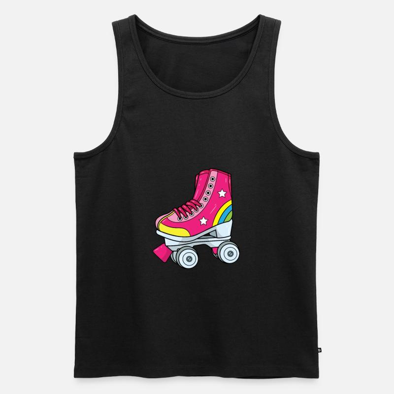 Rollschuhe - Pinker Rollschuh mit Regenbogen - Männer Premium Bio Tank Top - Schwarz