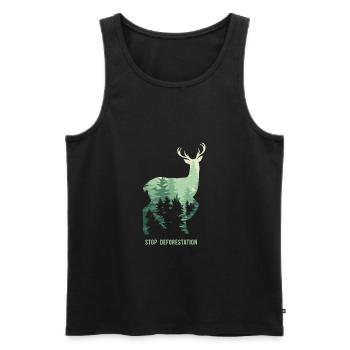 Stopper la déforestation - Silhouette Cerf Forest / Tann - Débardeur bio Premium Homme - noir - Devant - AI Model Male 178 light (178cm)
