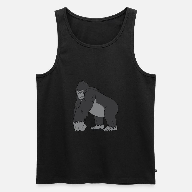 Gorilla - Kräftiger Silberrücken - Männer Premium Bio Tank Top - Schwarz