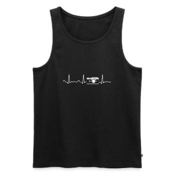 Photographe - rythme cardiaque, fréquence cardiaque, pouls, électrocardiogramme - Débardeur bio Premium Homme - noir - Devant - Michal (187cm)