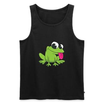 Frog - stick out its tongue - Men's Premium Organic Tank Top - black - Front - AI Model Male 178 light (178cm)