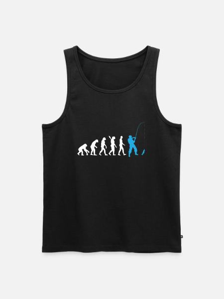 Pêche - Evolution humaine / Darwin / Bleu - Débardeur bio Premium Homme - noir