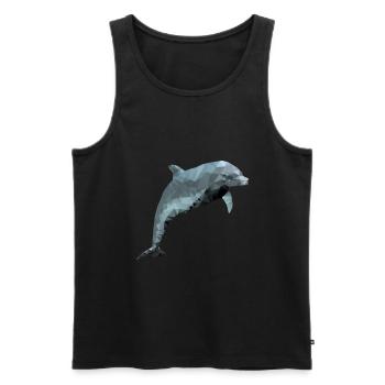 Dolphin - polygon / triangle - Men's Premium Organic Tank Top - black - Front - AI Model Male 178 light (178cm)